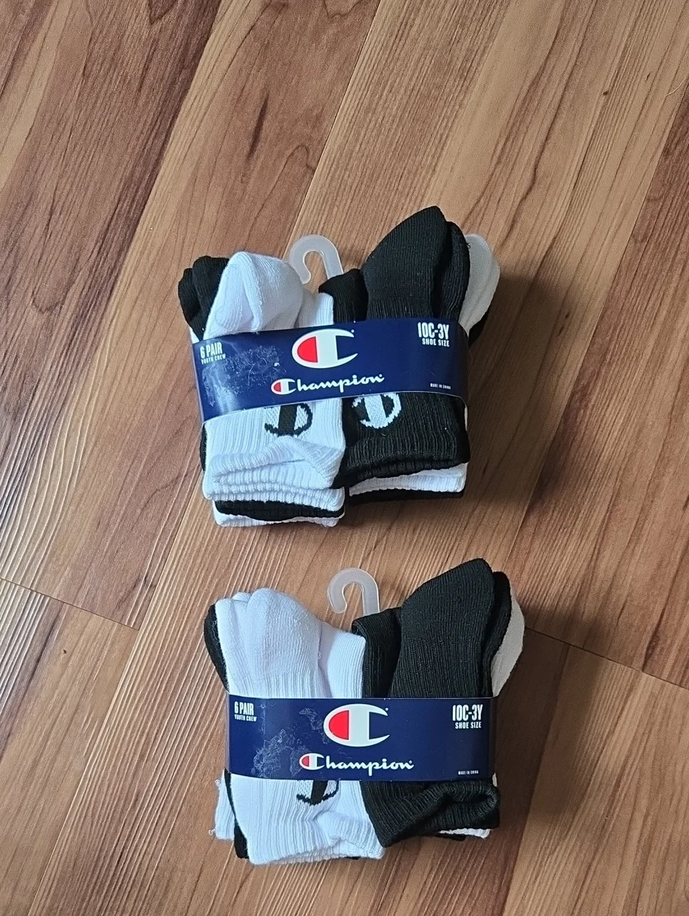 Champion Kids / Youth Crew Socks 6-Pack Set of 2 – Black & White NWT 10C-3Y